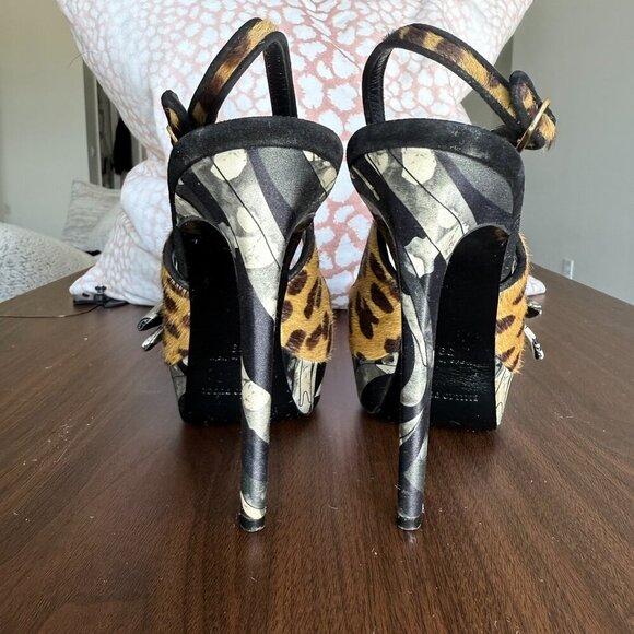 Emilio Pucci Ponyhair Slingback Platforms Baddie Luxury Animal Print Sz 9 - Picture 5 of 12